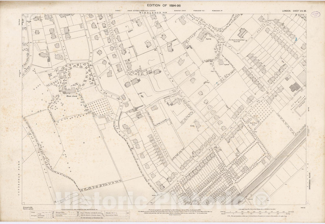 Historic Map : London (England), City Atlas Map, London Sheet XIV.36 1895 - Vintage Wall Art