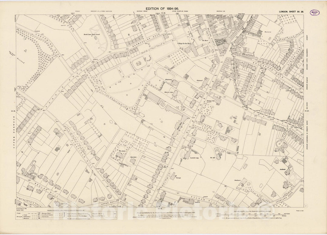 Historic Map : London (England), City Atlas Map, London Sheet XV.36 1896 - Vintage Wall Art