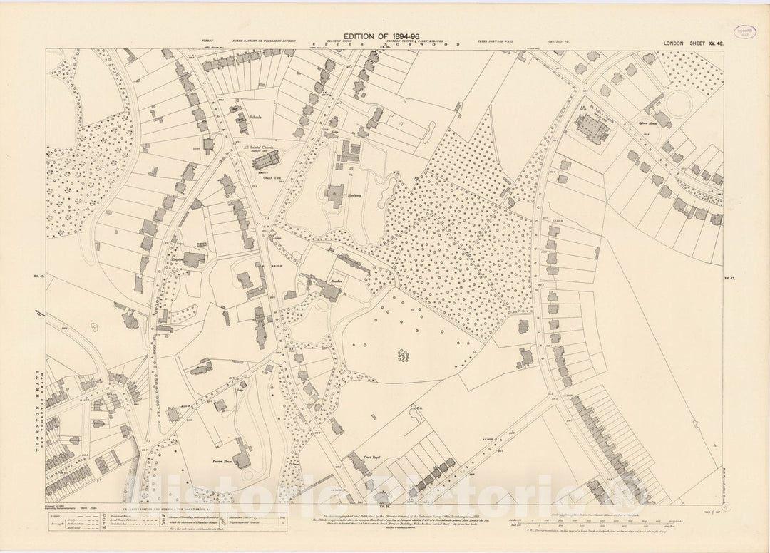 Historic Map : London (England), City Atlas Map, London Sheet XV.46 1895 - Vintage Wall Art