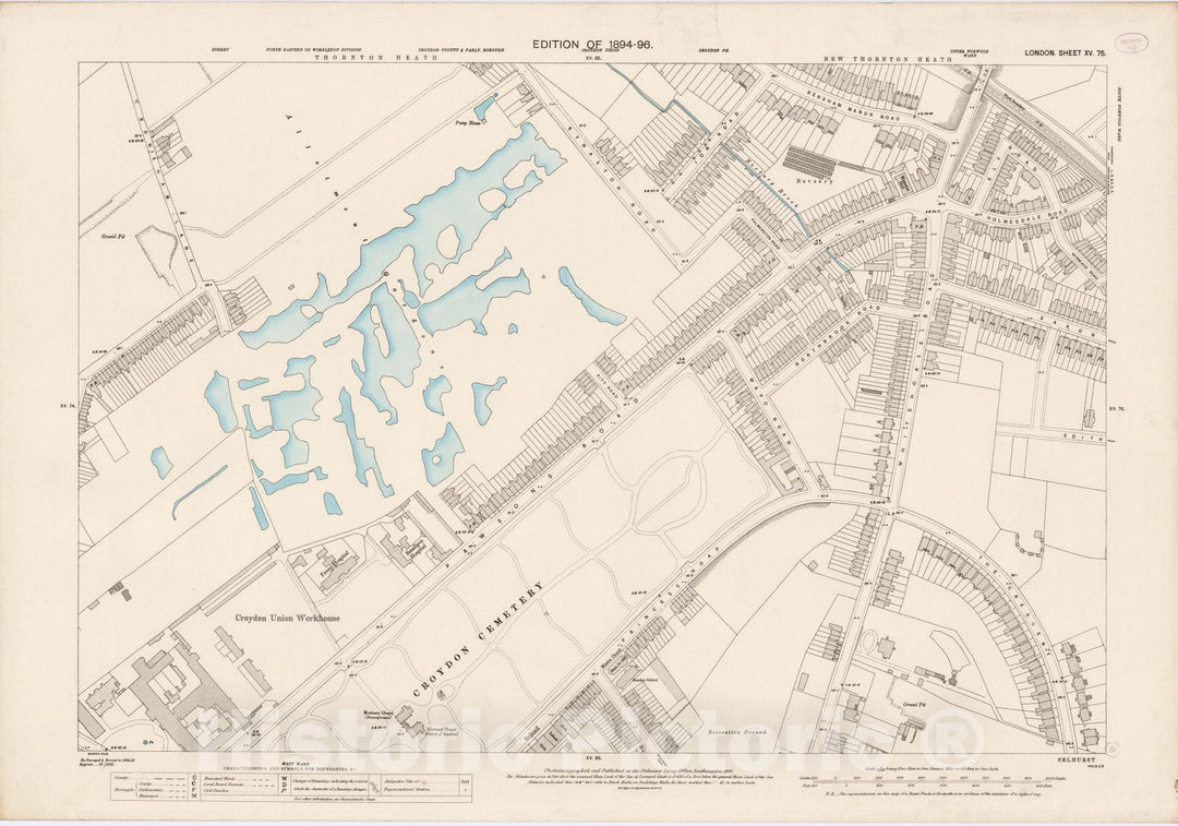 Historic Map : London (England), City Atlas Map, London Sheet XV.75 1896 - Vintage Wall Art