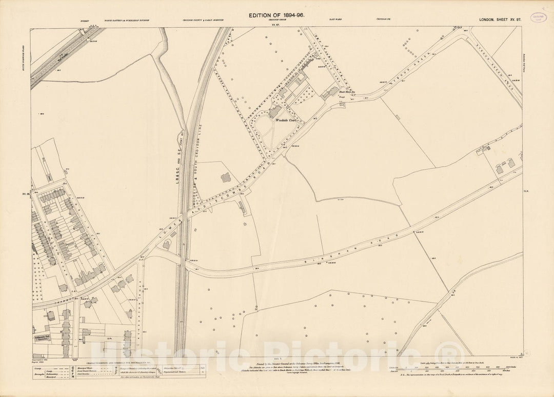 Historic Map : London (England), City Atlas Map, London Sheet XV.97 1896 - Vintage Wall Art