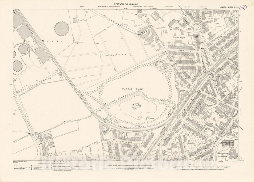 Historic Map : London (England), City Atlas Map, London Sheet XVII.4 1896 - Vintage Wall Art