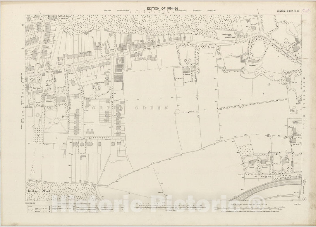 Historic Map : London (England), City Atlas Map, London Sheet III.31 1895 - Vintage Wall Art