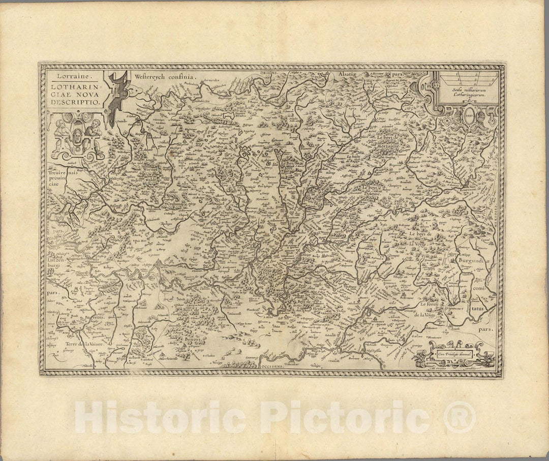 Historic Map : France, Lorraine, France(36) Lotharingiae. 1608 , Vintage Wall Art