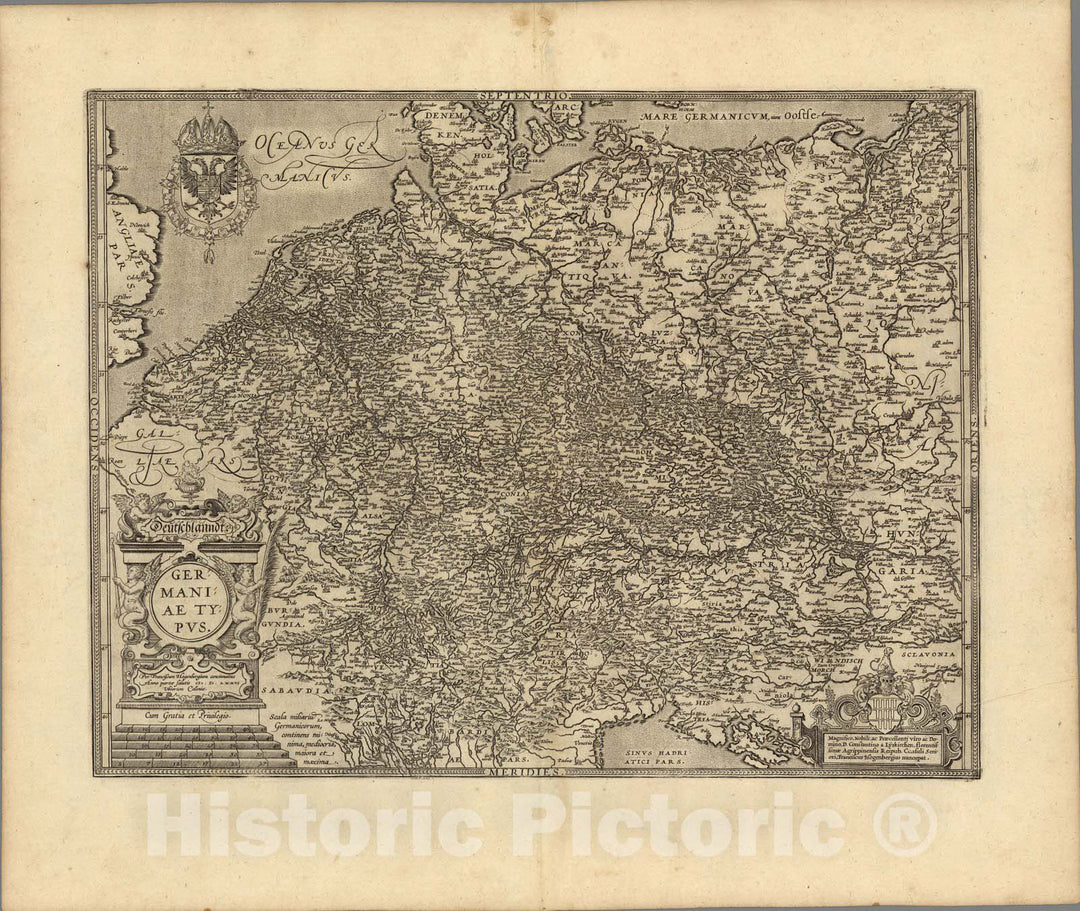 Historic Map : Germany,(40) Germaniae. 1608 , Vintage Wall Art