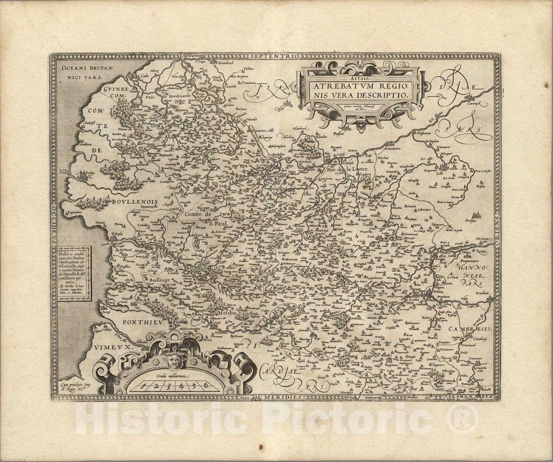 Historic Map : France,(49) Artois. Atrebatum Regionis. 1608 , Vintage Wall Art