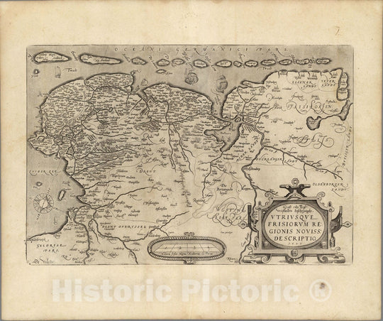 Historic Map : Netherlands,(53) Oost ende West Vrieslandts. 1608 , Vintage Wall Art