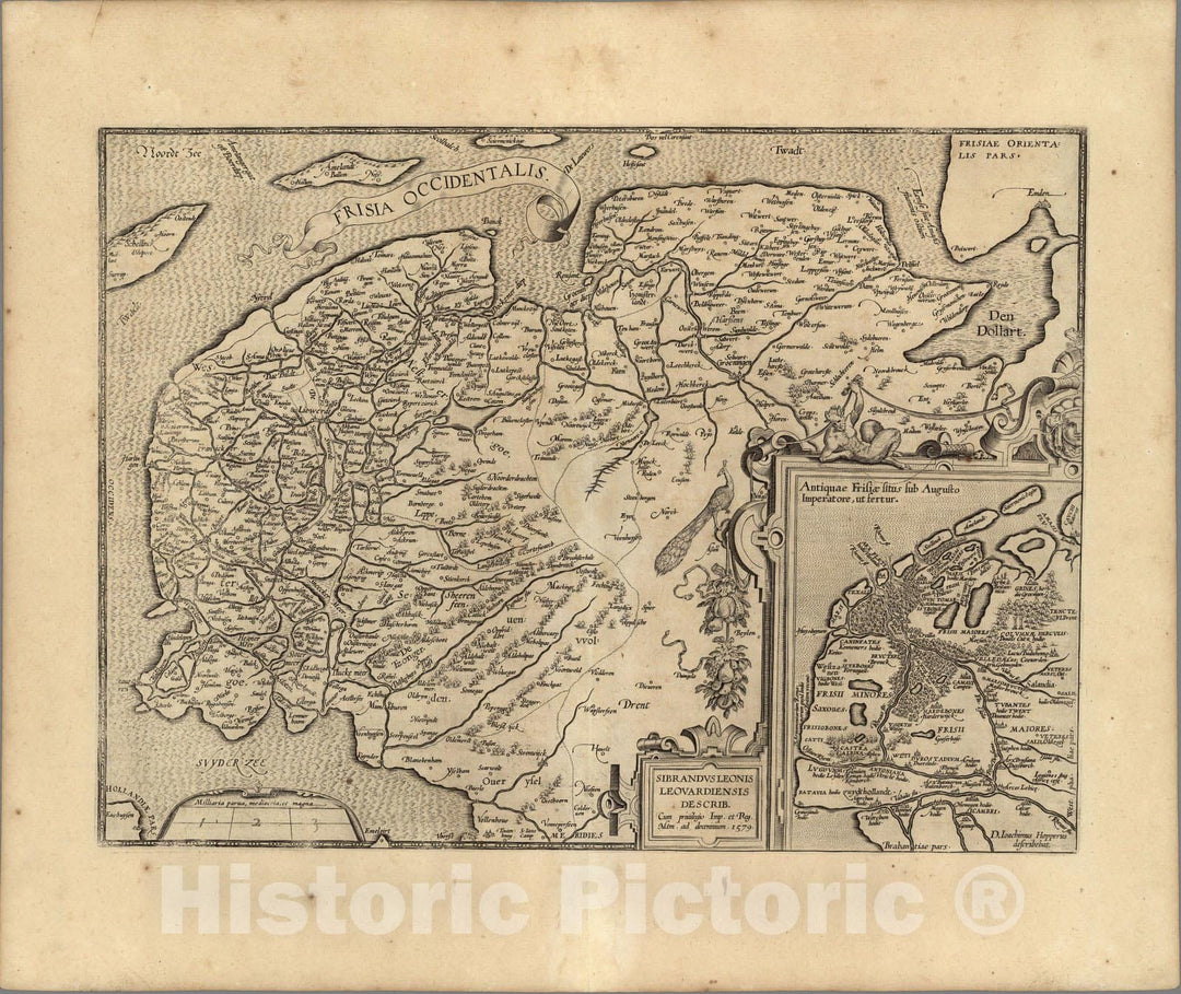 Historic Map : Netherlands,(54) Frisia Occidentalis. 1579 , Vintage Wall Art