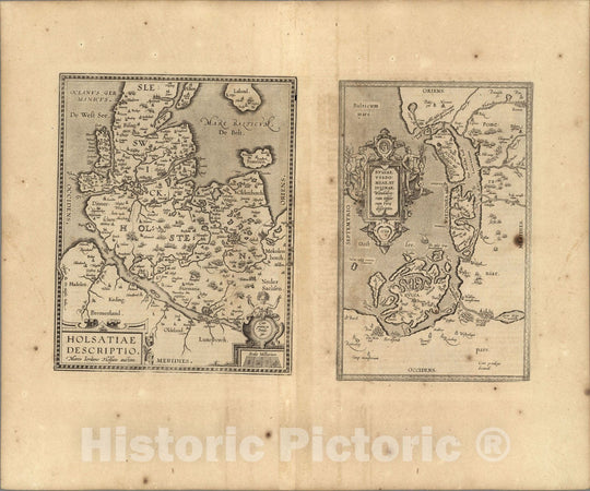 Historic Map : Germany,(57) Holsatiae (with) Rugiae, Usedomiae, Et Ivlinae. 1584 , Vintage Wall Art