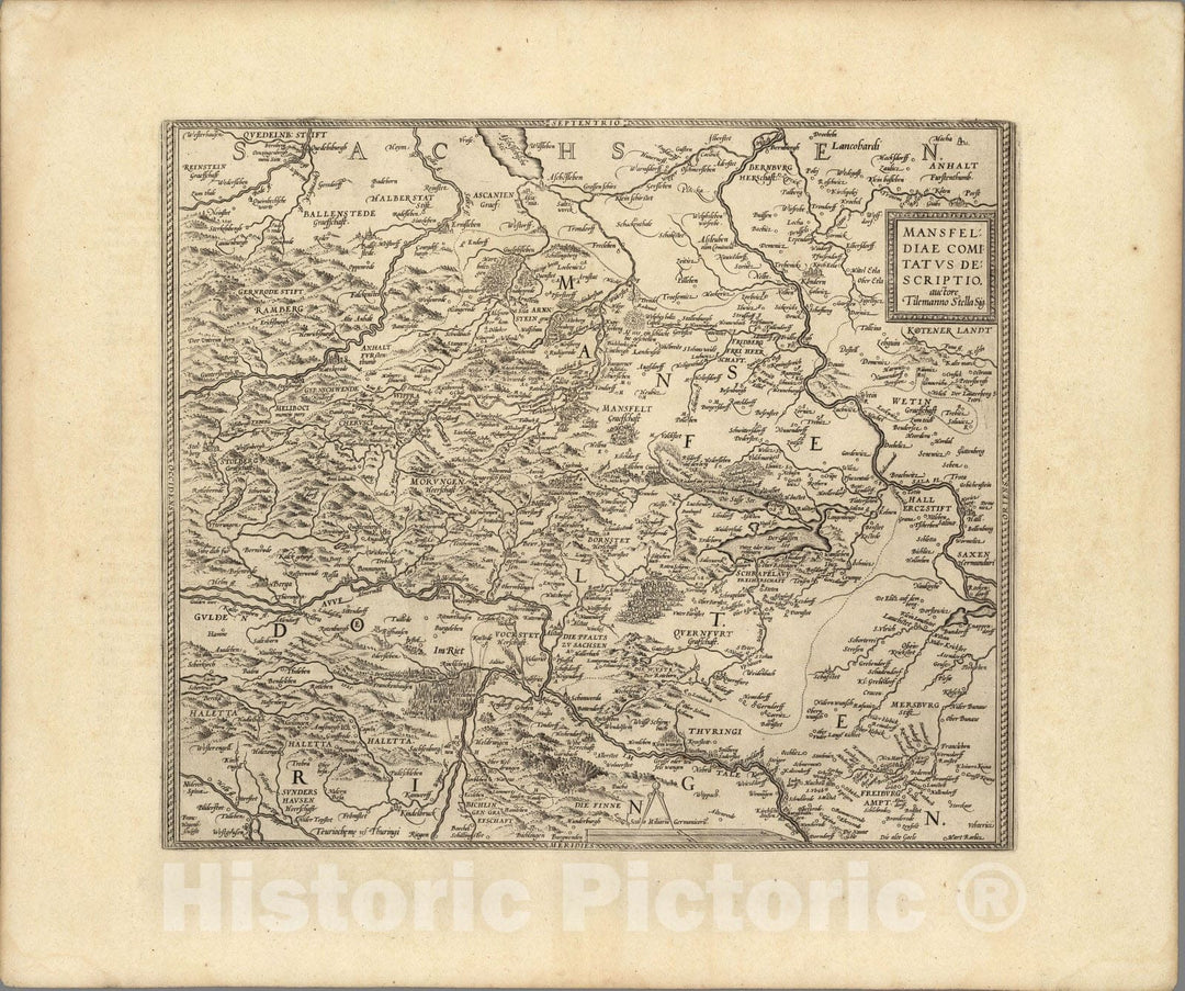 Historic Map : Germany,(61) Mansfeldiae. 1608 , Vintage Wall Art