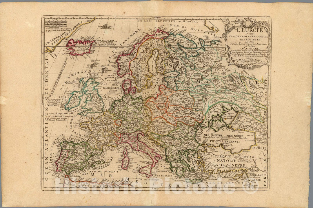 Historic Map : World Atlas Map, L'Europe. 1742 - Vintage Wall Art