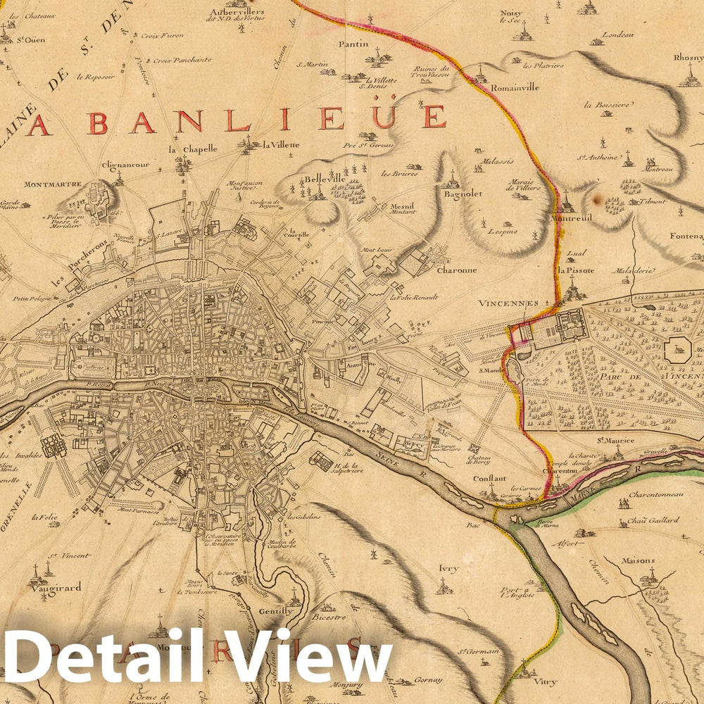 Historic Map : Paris , France,La Banlieue De Paris 1717 , Vintage Wall Art