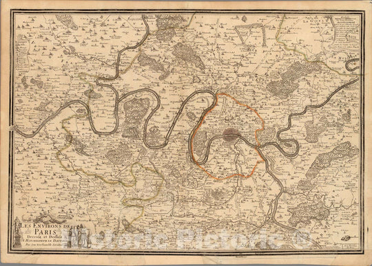 Historic Map : Paris , France, Region FranceLes Environs De Paris. 1690 , Vintage Wall Art