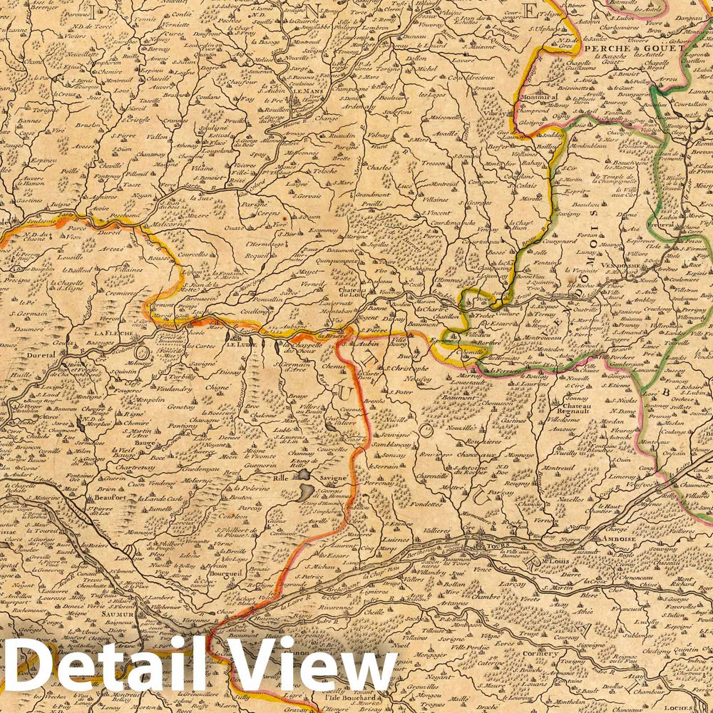 Historic Map : France,Le Maine, L'Anjou et La Touraine, La Beauche et La Sologne 1725 , Vintage Wall Art