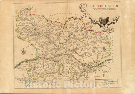 Historic Map : France, Anjou Region, , FranceLe Duche D'Anjou. 1723 , Vintage Wall Art