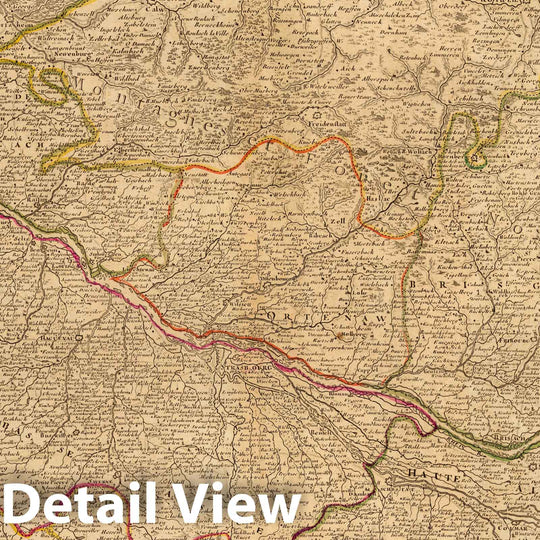 Historic Map : France,Haute et Basse Alsace, Suntgaw, Brisgaw, Ortenaw, et le Marguisat de Bade 1705 , Vintage Wall Art