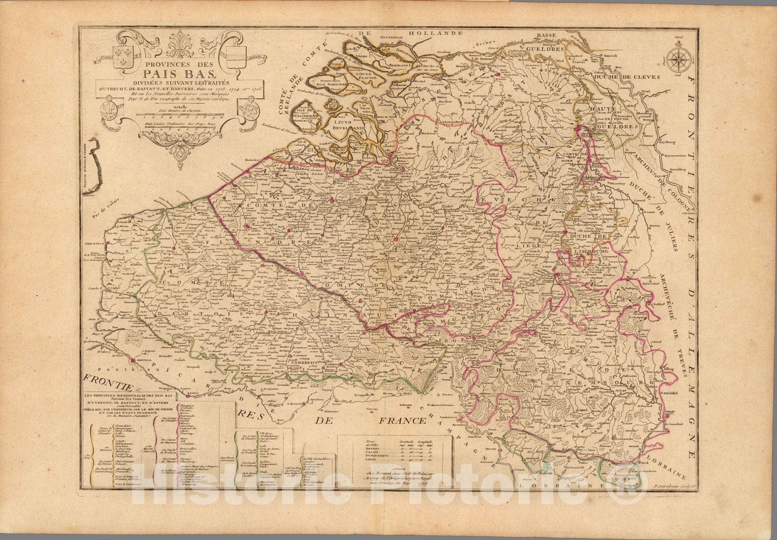 Historic Map : Pais Bas Region , FranceProvinces De Pais Bas 1737 , Vintage Wall Art