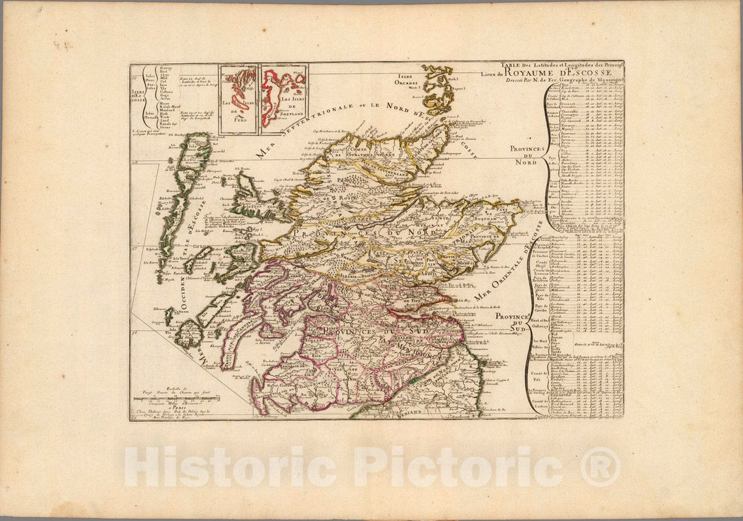 Historic Map : Scotland,Royaume D Ecosse. 1705 , Vintage Wall Art