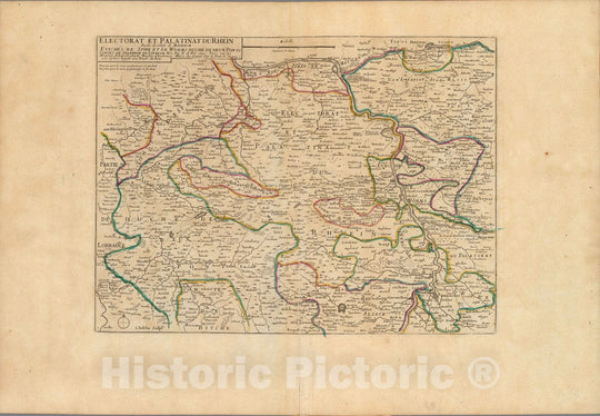 Historic Map : Germany,Electorat et Palatinat Du Rhein. 1705 , Vintage Wall Art