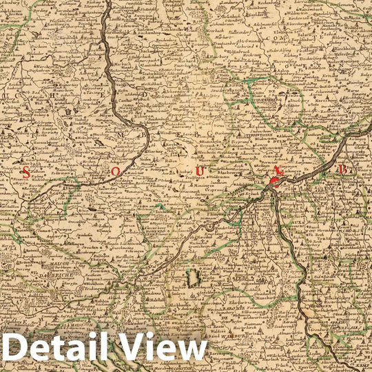 Historic Map : Germany,Le Cercle de Souabe et partie de Celuy De Franconie. 1705 , Vintage Wall Art