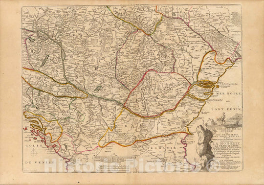 Historic Map : Hungary, Black SeaLe theatre de la guerre sur les frontieres des deux empires 1737 , Vintage Wall Art