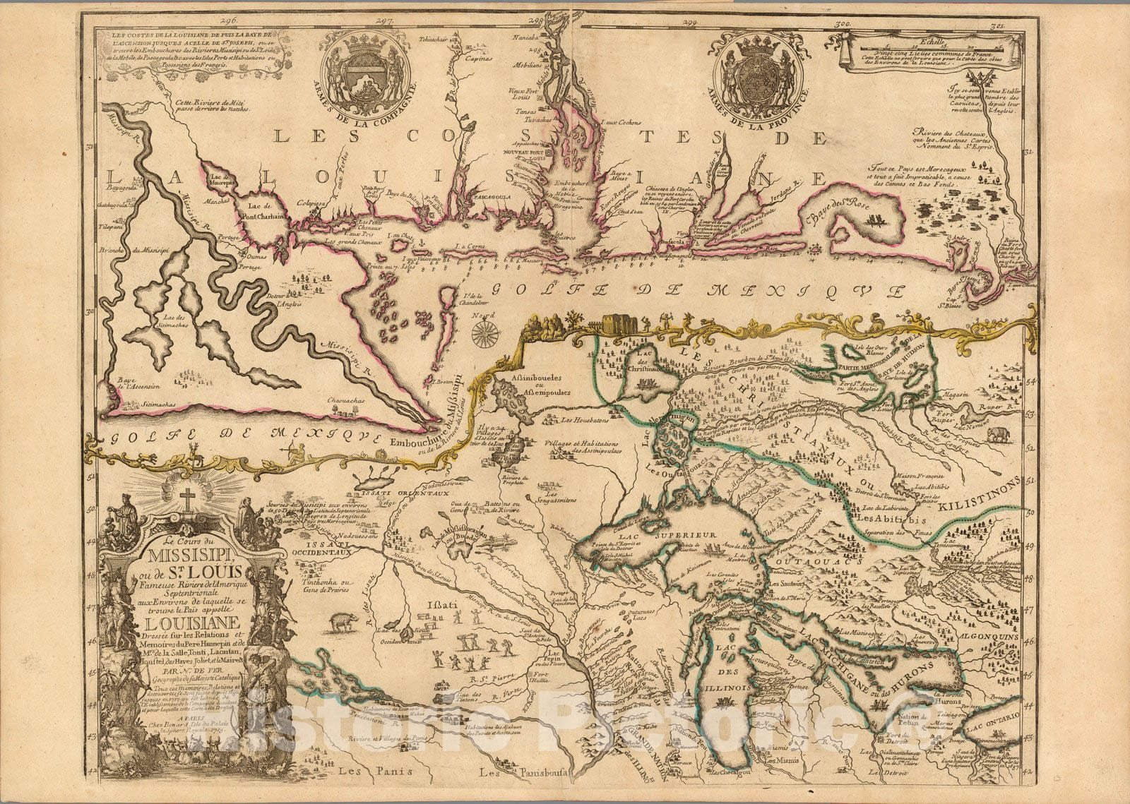 Historic Map : United States, Mississippi RiverLe cours de Missisipi, ou de St. Louis. 1718 , Vintage Wall Art