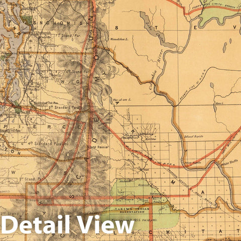 Historic Map : State of Washington 1876 - Vintage Wall Art