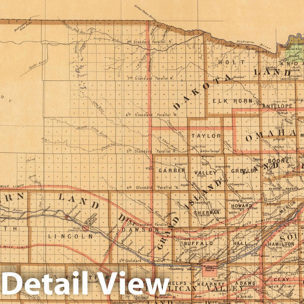 Historic Map : State of Nebraska 1876 - Vintage Wall Art