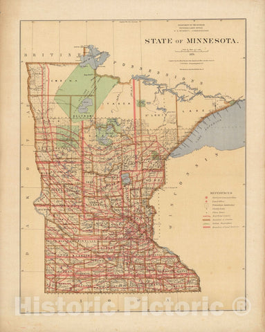 Historic Map : State of Minnesota 1876 - Vintage Wall Art