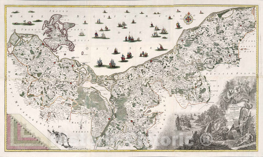 Historic Map : Poland, Pomerania,34. Pomeraniae Citerioris et Ulderioris. 1740 , Vintage Wall Art