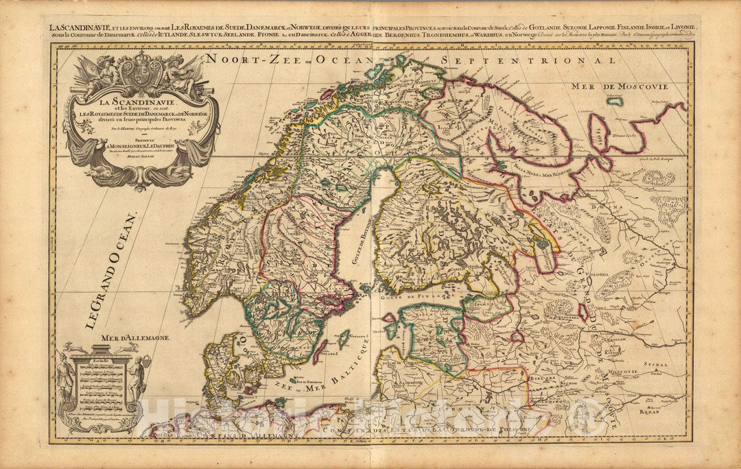 Historic Map : Norway, ScandinaviaLa Scandinavie. 1708 , Vintage Wall Art