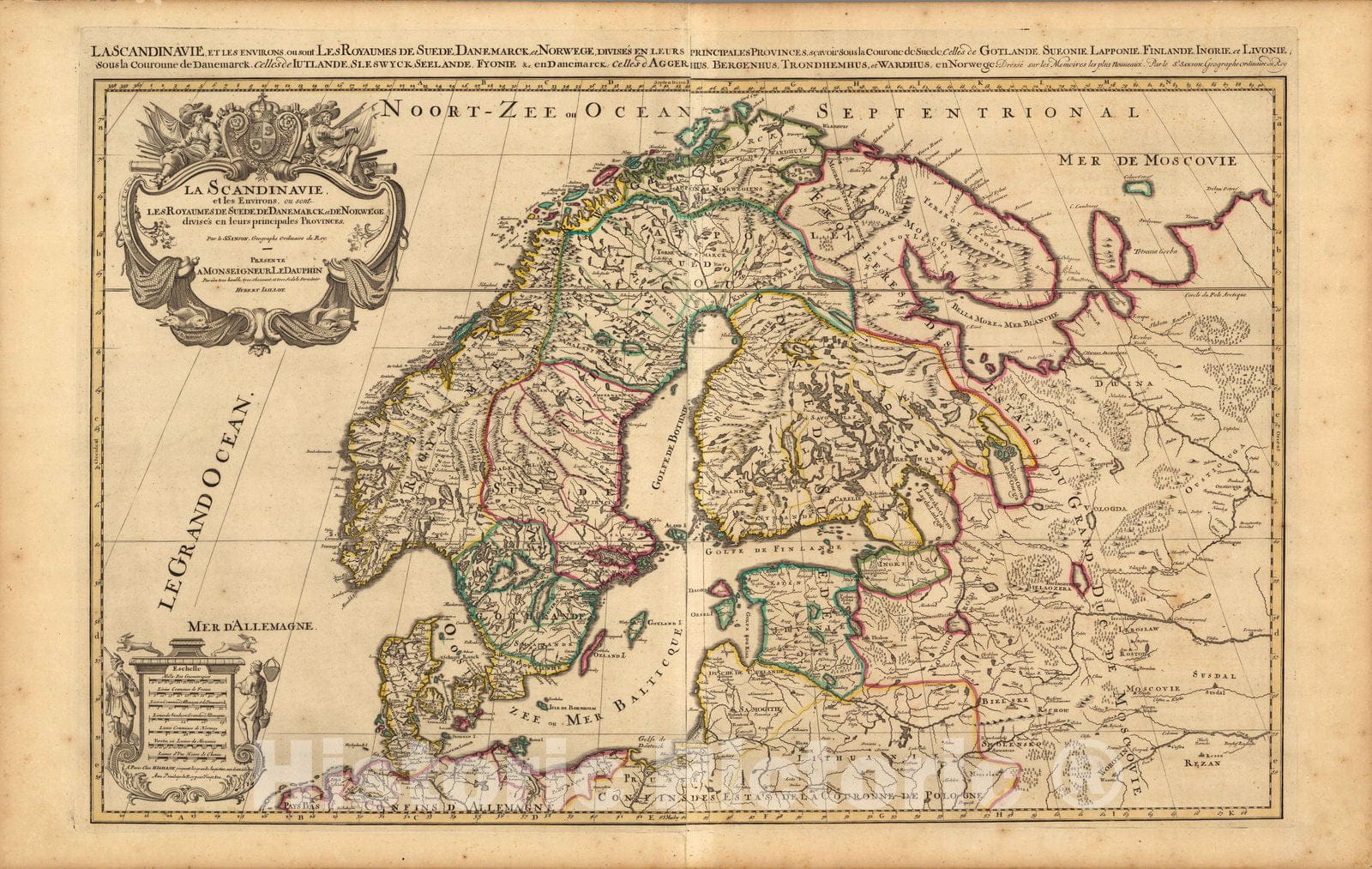 Historic Map : Norway, ScandinaviaLa Scandinavie. 1708 , Vintage Wall Art