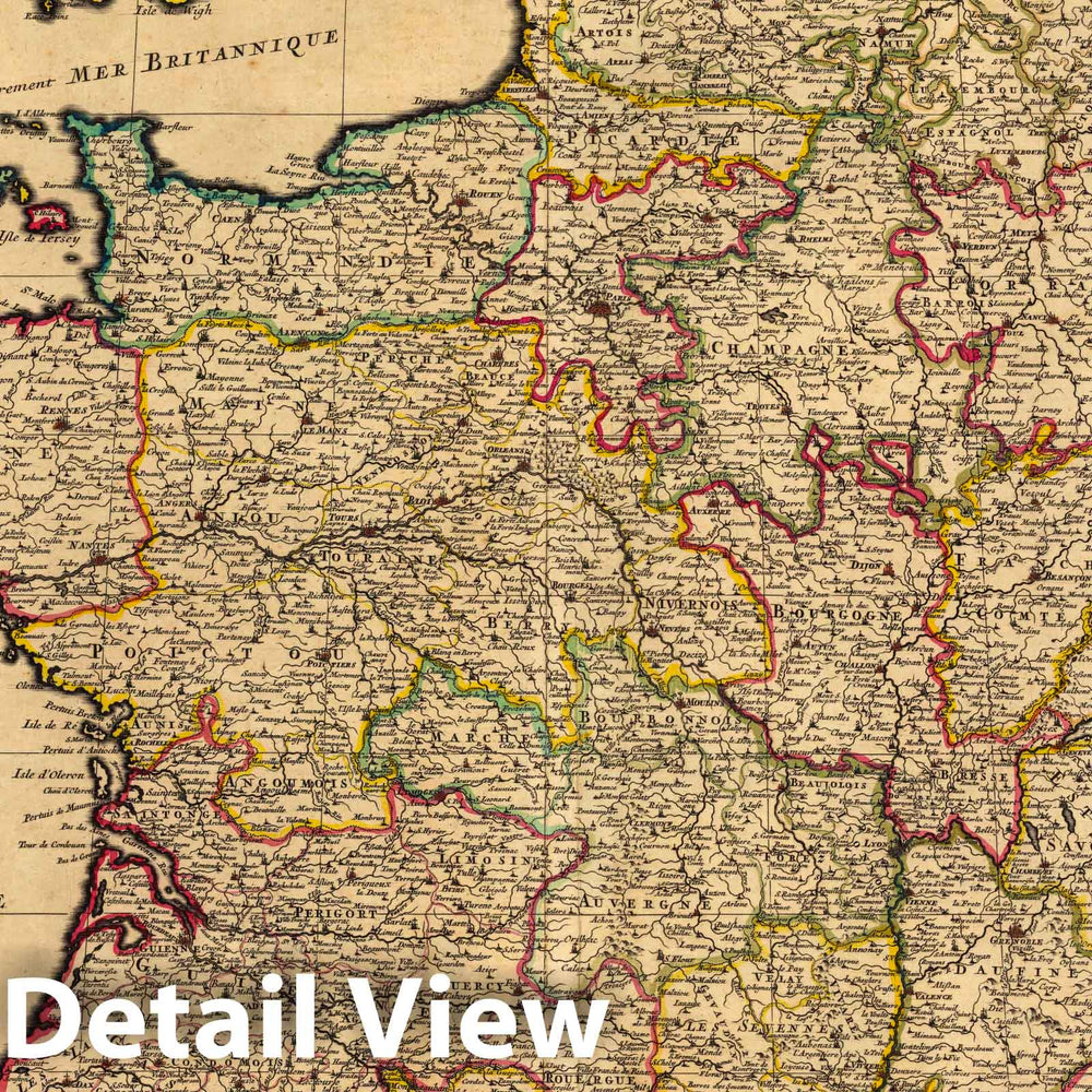 Historic Map : France,Le Royaume de France. 1708 , Vintage Wall Art