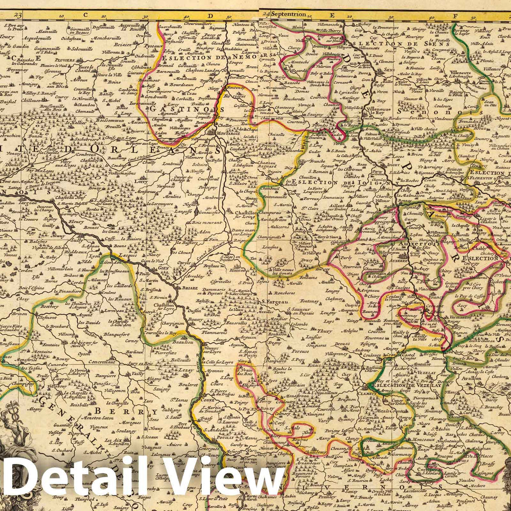 Historic Map : Isle de France ,Seconde Partie du Gouvernement General de L'Isle de France; ou la Generalite de Paris. 1708 , Vintage Wall Art