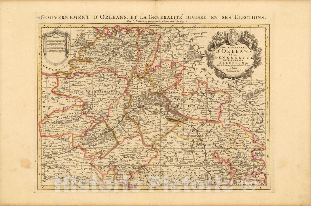 Historic Map : Orleans , FranceGouvernement d'Orleans. 1708 , Vintage Wall Art