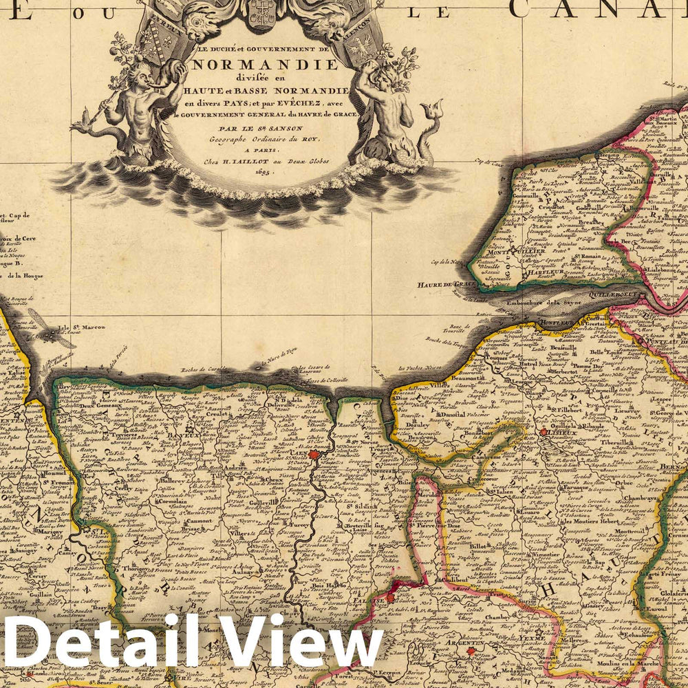 Historic Map : Normandy , FranceLe Duche et Gouvernement General de Normandie. 1708 , Vintage Wall Art