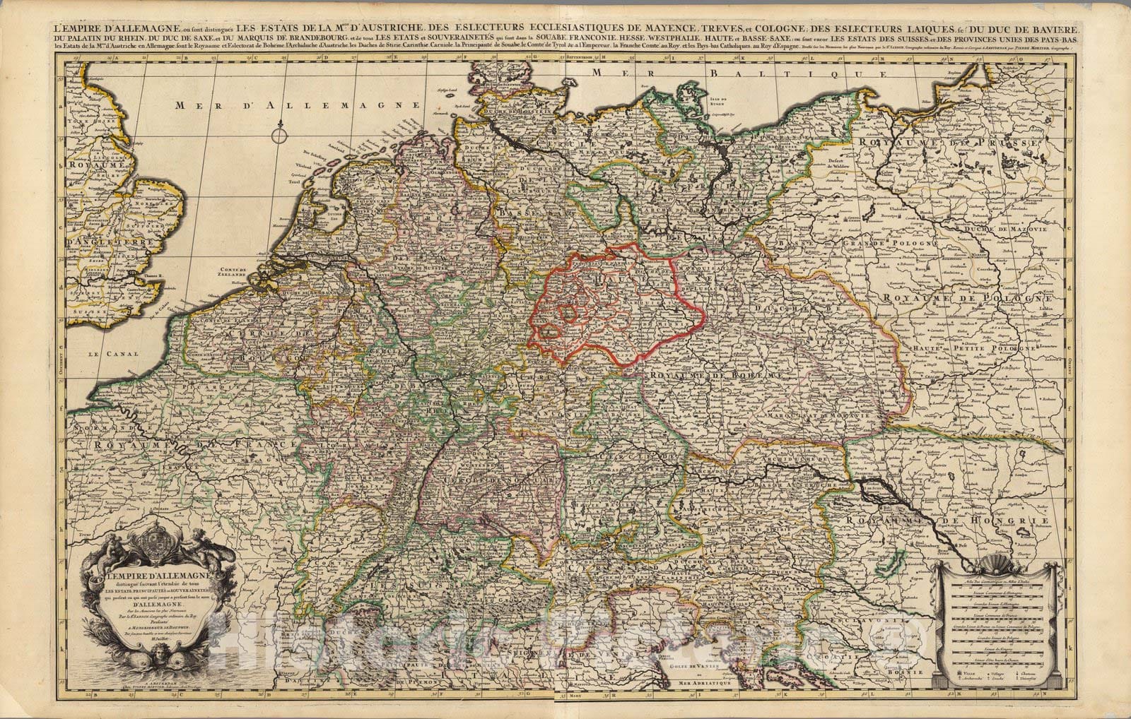 Historic Map : Germany, Central EuropeL'Empire d'Allegmagne. 1708 , Vintage Wall Art