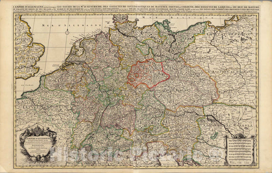 Historic Map : Germany, Central EuropeL'Empire d'Allegmagne. 1708 , Vintage Wall Art