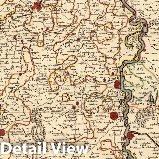 Historic Map : Rhine River , GermanyLa Palatinat et Electorat du Rhein. 1708 , Vintage Wall Art