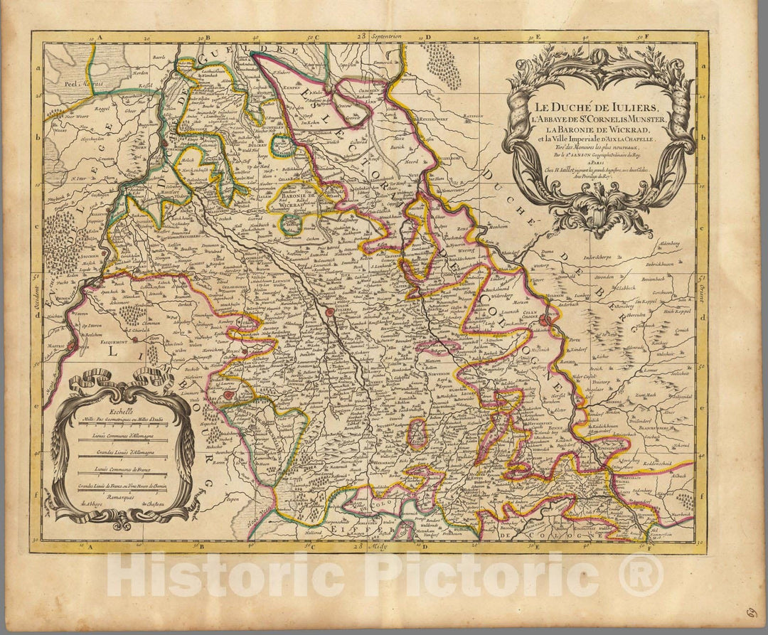 Historic Map : Duchy of Juelich (Germany, Netherlands)Le Duche de Juliers. 1708 , Vintage Wall Art