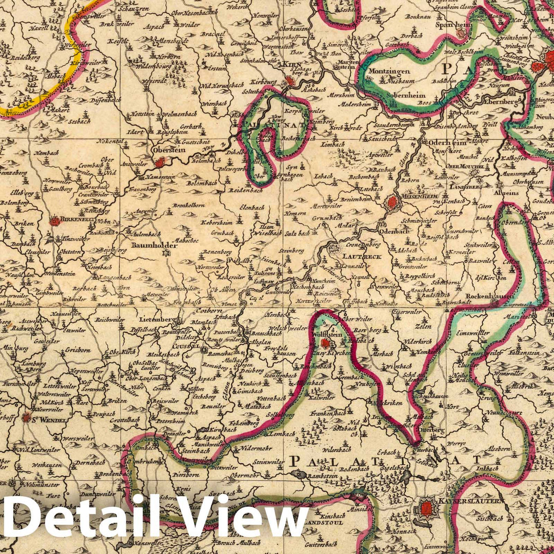 Historic Map : Palatinate , GermanyCarte des Pais situez entre la Moselle, la Saare, le Rhein et la Basse Alsace. 1708 , Vintage Wall Art