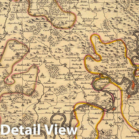 Historic Map : Moselle River , GermanyTheatre de la Guerre dans les Pays qui sont situez Entre le Rhin, la Saare, la Moselle, et la Basse Alsace. 1708 , Vintage Wall Art