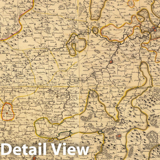 Historic Map : Rhine River , GermanyComposite: Carte Particuliere des Pays qui sont situez Entre le Rhein, la Saare, la Moselle, et la Basse Alsace. 1708 , Vintage Wall Art