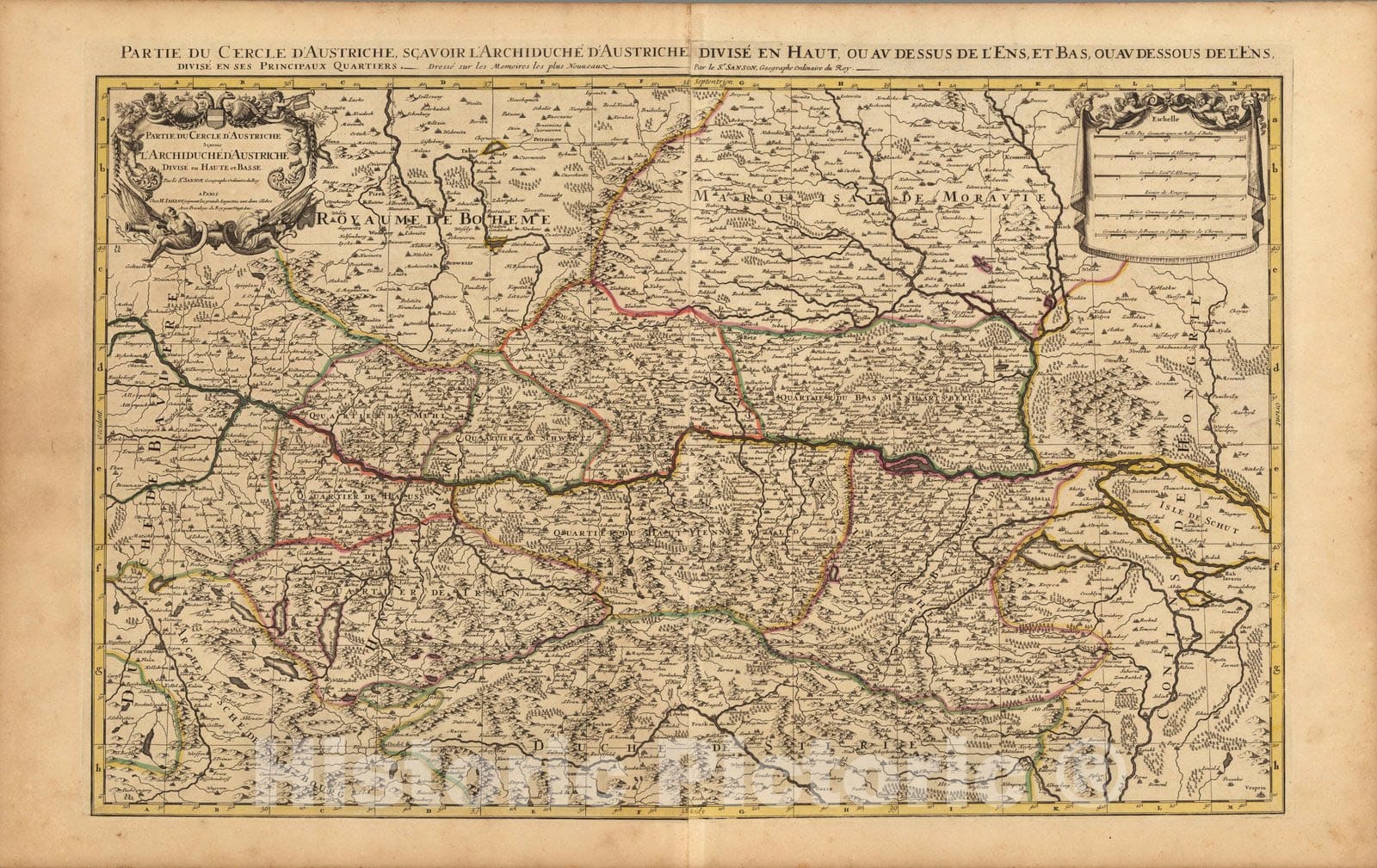 Historic Map : Danube River (Austria)Partie de Cercle d'Austriche. 1708 , Vintage Wall Art