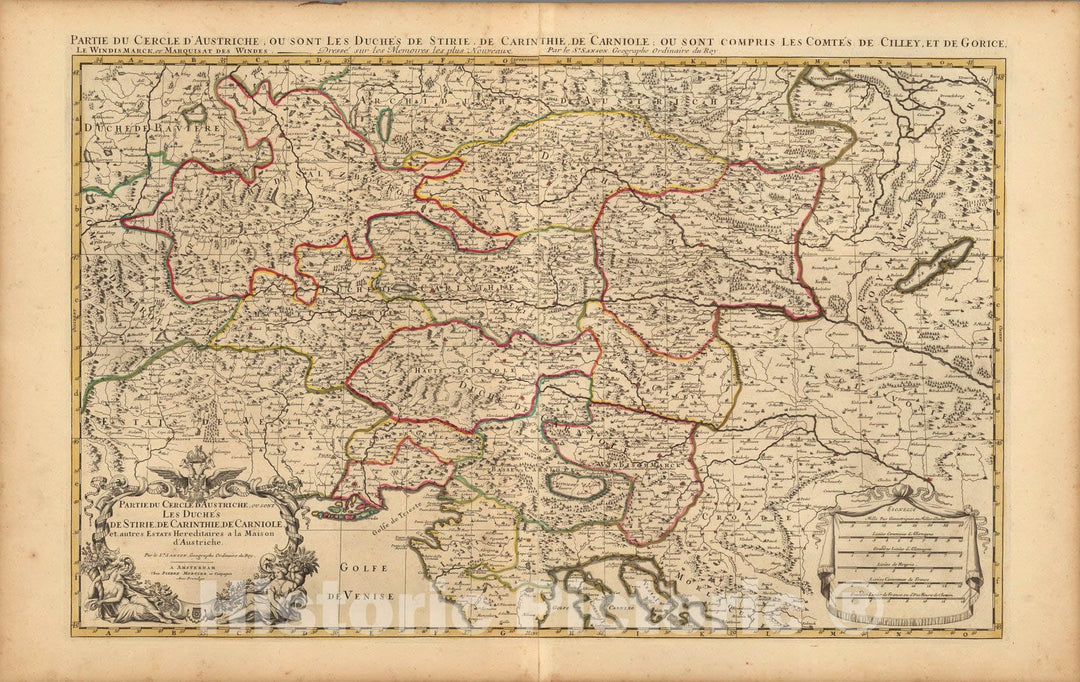 Historic Map : Slovenia,Partie du Cercle d'Austriche. 1708 , Vintage Wall Art