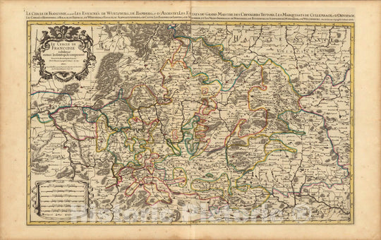 Historic Wall Map : Franconia , GermanyLe Cercle de Franconie. 1708 , Vintage Wall Art