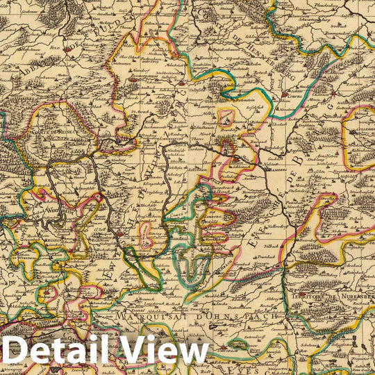 Historic Wall Map : Franconia , GermanyLe Cercle de Franconie. 1708 , Vintage Wall Art