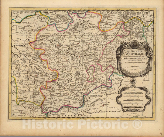 Historic Map : Westphalia , GermanyLe Duche de Westphalie. 1708 , Vintage Wall Art