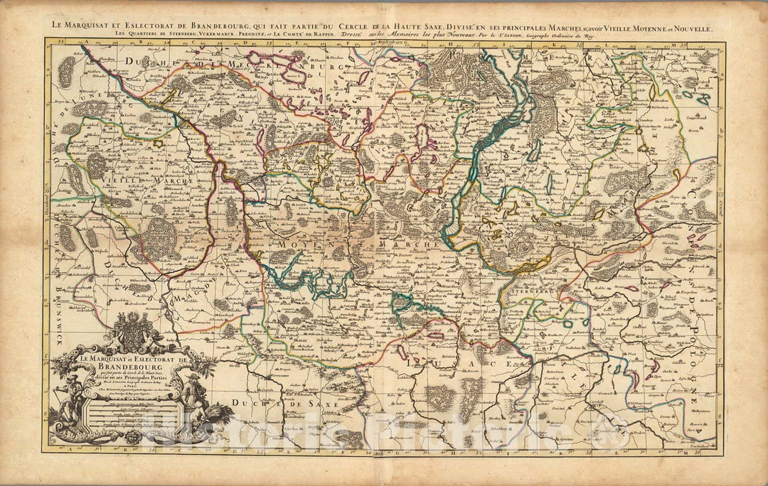 Historic Map : Brandebourg , GermanyLe Marquisat et Eslectorat de Brandebourg. 1708 , Vintage Wall Art