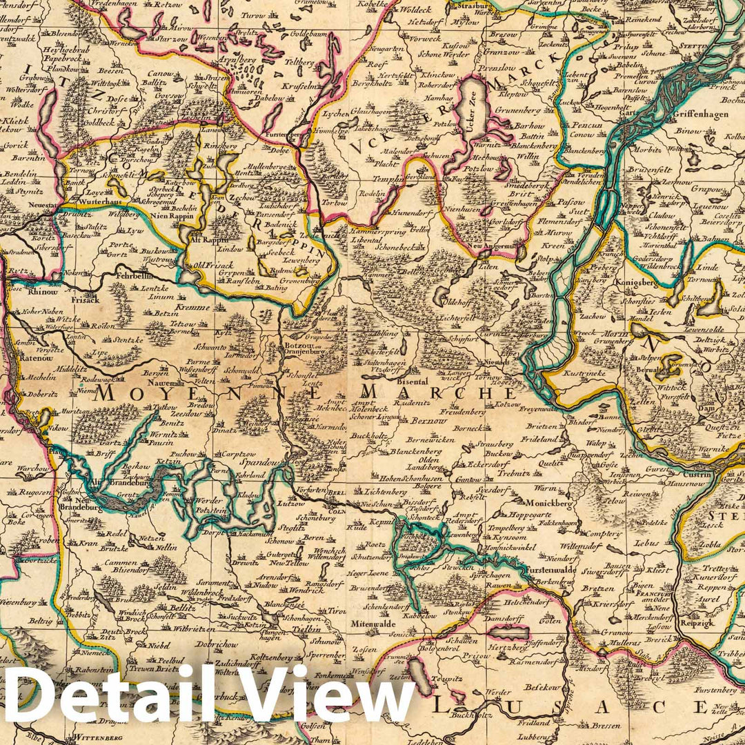 Historic Map : Brandebourg , GermanyLe Marquisat et Eslectorat de Brandebourg. 1708 , Vintage Wall Art